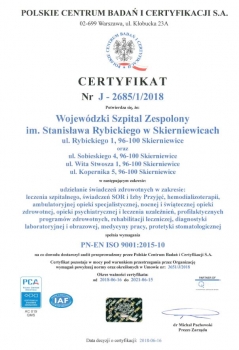 Certyfikat ISO 9001 dla szpitala